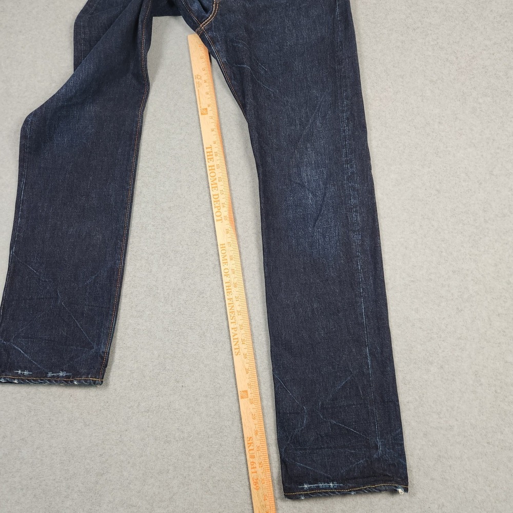 Chimala Jeans 31x34 Blue Raw Denim Straight Button Fly Distressed Made In Japan - Picture 13 of 16